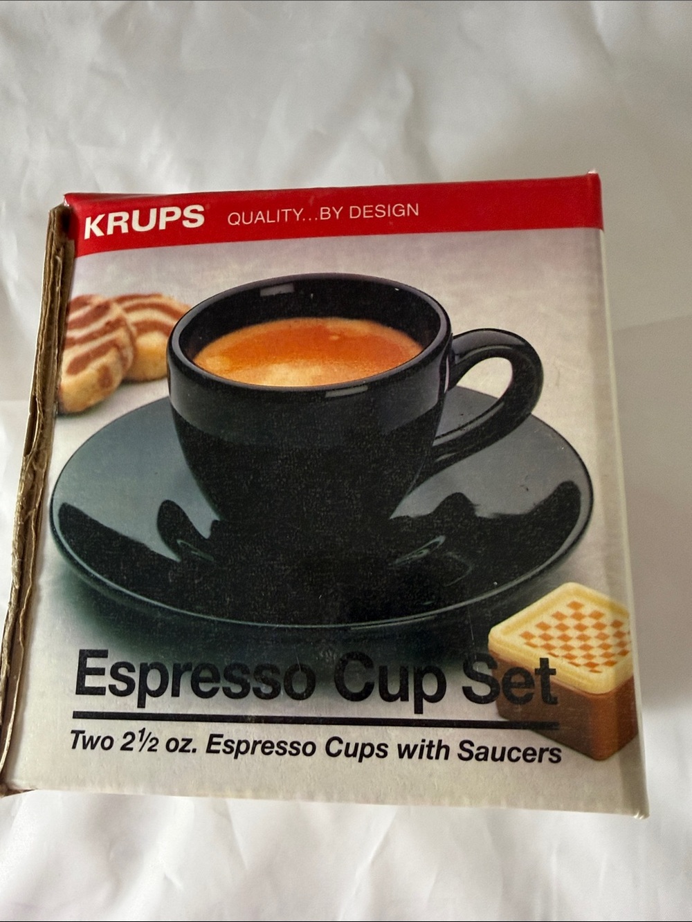 KRUPS Cobalt Blue Espresso Cup Set with Saucers